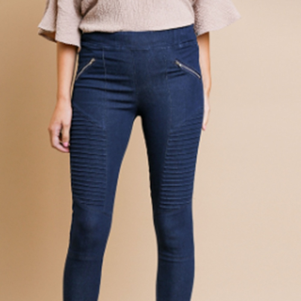 Noa Dark Denim Stretch Motto Pants